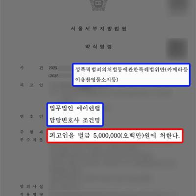 [형사] 불법촬영물(카메라등이용촬영물) 여러 차례 구매해 소지했으나, 벌금형 약식명령 성공